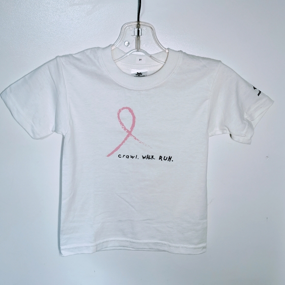 MILK FACTORY DESIGNS | Pink Ribbon Tee | crawl. WALK. RUN. - Picture 1 of 9